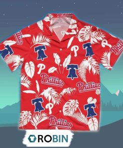 Philadelphia Phillies Tropical Leaf Pattern Hawaiian Shirt, 3D Printed Aloha Shirt