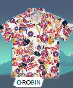 Philadelphia Phillies Tropical Leaf Hawaiian Shirt, 3D Printed Aloha Shirt