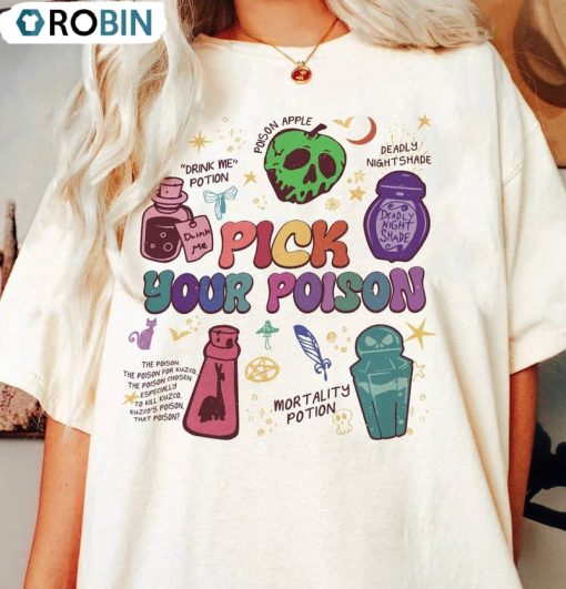 Pick Your Poison Halloween Shirt, Halloween Comfort Hoodie Long Sleeve