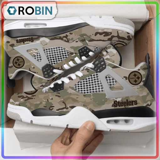 Pittsburgh Steelers Camo Personalized Air Jordan 4 Sneaker