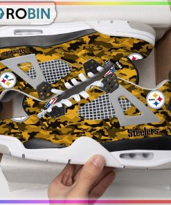 Pittsburgh Steelers Camouflage Personalized Air Jordan 4 Sneaker
