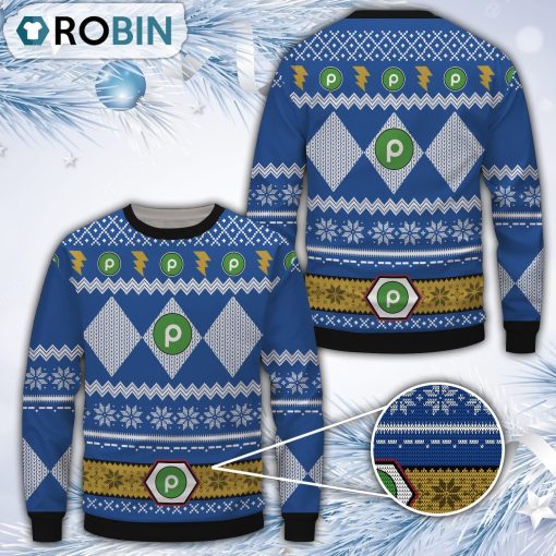 Publix Blue Merry Christmas All Over Print Ugly Sweater