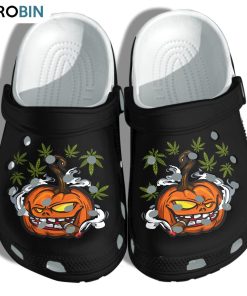 Pumpkin Smoking Funny Weed Tattoo Halloween Crocs Shoes