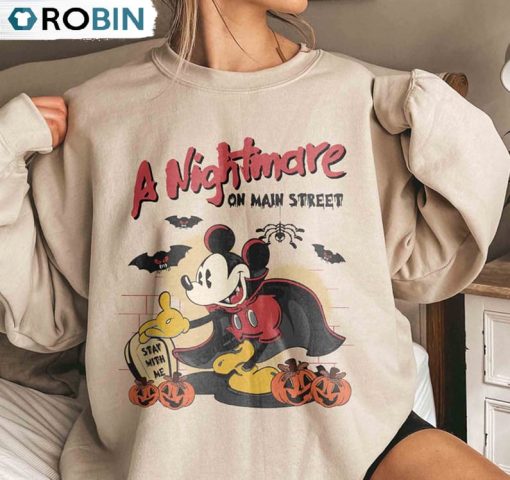 Retro A Nightmare On Main Street Mickey Shirt, Halloween Funny Unisex Shirt