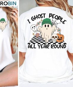 Retro Ghost People Year Round Cool Shirt, Trendy Halloween Short Sleeve Long Sleeve