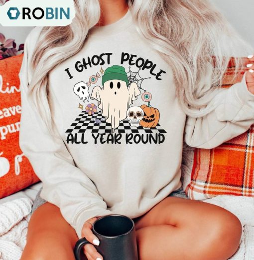 Retro Ghost People Year Round Cool Shirt, Trendy Halloween Unisex Shirt