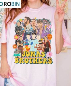 Retro Jonas Brothers Shirt, Five Albums One Night Tour Long Sleeve Hoodie
