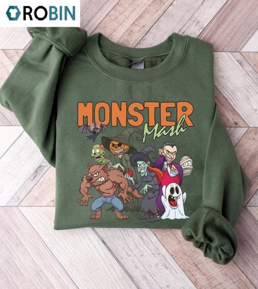 Retro Monster Mash Shirt , Ghost Witch Dracula Frankenstein Unisex Apparels