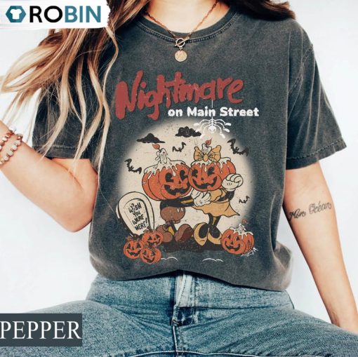 Retro Nightmare On Main Street Shirt, Comfort Spooky Crewneck Unisex T-shirt
