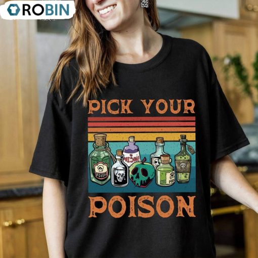 Retro Pick Your Poison Disney Halloween Shirt, Villains Mickey Unisex T-shirt Tee Tops