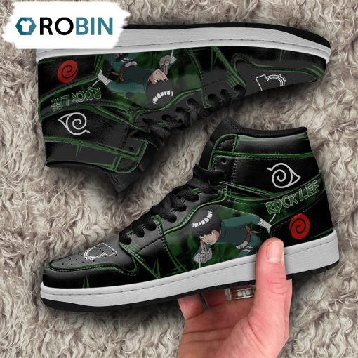 Rock Lee Jordan 1 High Sneakers, Custom Naruto Anime Shoes