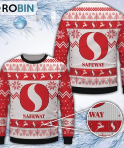 Safeway White Merry Christmas All Over Print Ugly Sweater