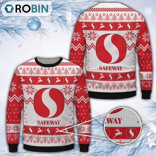 Safeway White Merry Christmas All Over Print Ugly Sweater