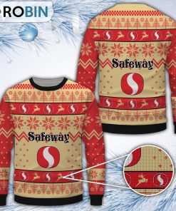 Safeway Yellow Merry Christmas All Over Print Ugly Sweater