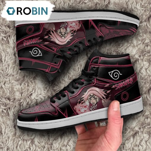 Sakura Jordan 1 High Sneakers, Custom Naruto Anime Shoes