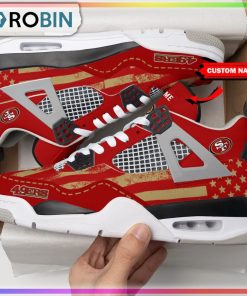 San Francisco 49ers American Flag  Personalized Air Jordan 4 Sneaker