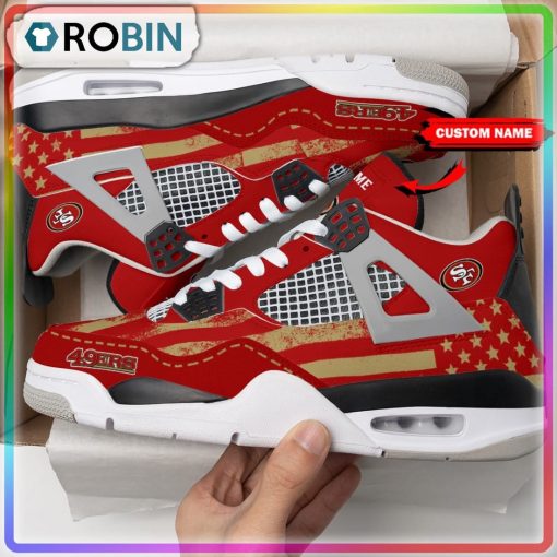 San Francisco 49ers American Flag  Personalized Air Jordan 4 Sneaker