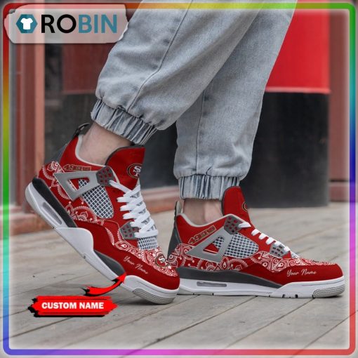 San Francisco 49ers Bandana Pattern Personalized Air Jordan 4 Sneaker