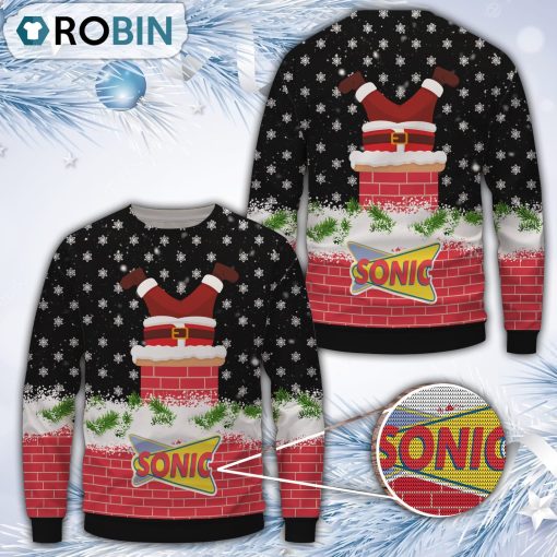 Santa Sonic Drive-In Christmas All Over Print Ugly Sweater