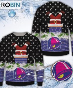 Santa Taco Bell Pattern Christmas All Over Print Ugly Sweater