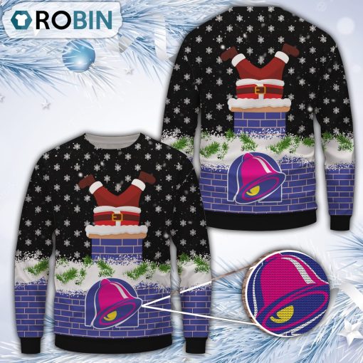 Santa Taco Bell Pattern Christmas All Over Print Ugly Sweater