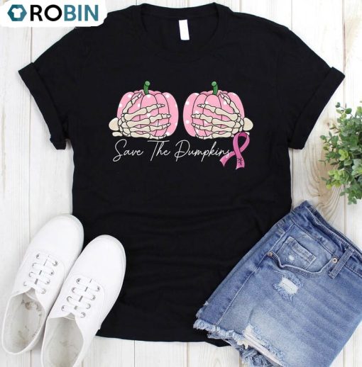 Save The Pumpkins Breast Cancer Shirt, Pumpkin Trendy Sweatshirt Crewneck