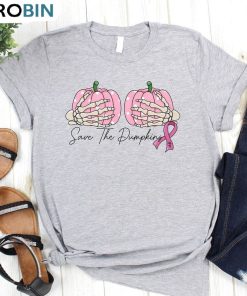 Save The Pumpkins Breast Cancer Shirt, Pumpkin Trendy Sweatshirt Crewneck