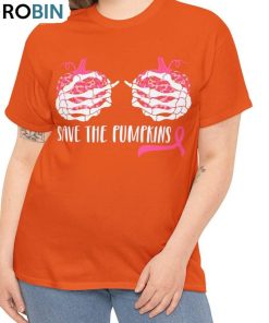 Save The Pumpkins Halloween Shirt, Breast Cancer Short Sleeve Sweatshirt