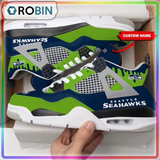 Seattle Seahawks Personalized Air Jordan 4 Sneaker