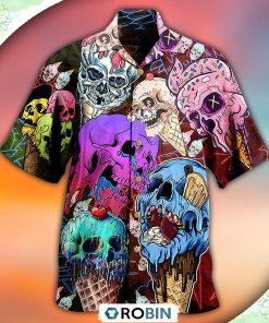 Skull And Ice Cream Casual Button-Down Shirt