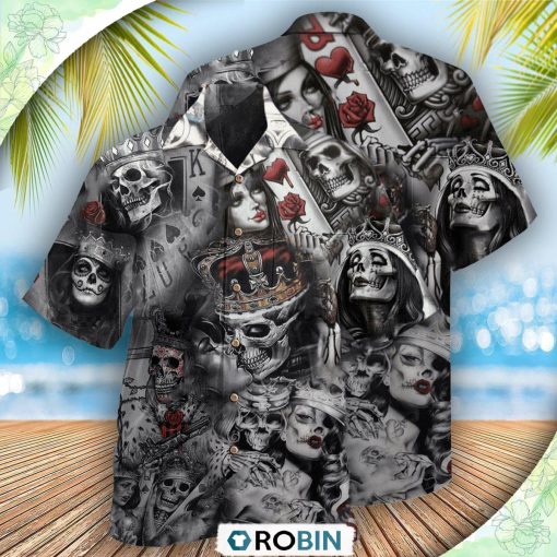 Skull Love Is Blind Poker Casual Button-Down Shirt
