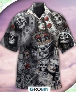 Skull Love Is Blind Poker Casual Button-Down Shirt Skull Love Is Blind Poker Casual Button-Down Shirt