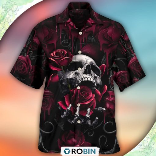 Skull Rose Blood Dark Screaming Casual Button-Down Shirt