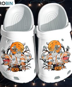 Skull Tattoo Riding Dinosaur Pumpkin Halloween Crocs Shoes