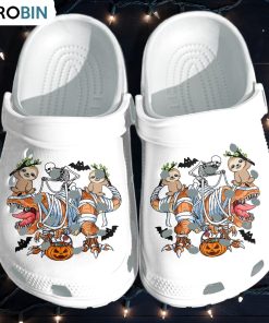 Sloths And Skull Sitting On Dinosaur Crocs Shoes