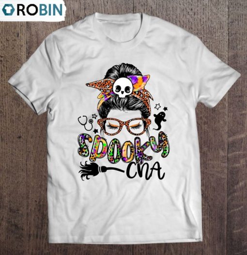 Spooky Cna Messy Bun Women Funny Halloween Unisex Shirt