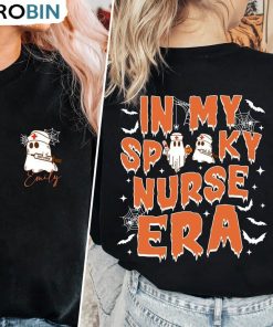 Spooky Nurse Halloween Shirt, Ghost Spooky Short Sleeve Hoodie