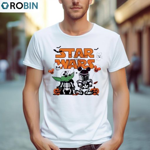 Star Wars Yoda And Boba Fett Skeleton Halloween Shirt, Hoodie, Ladies Tee