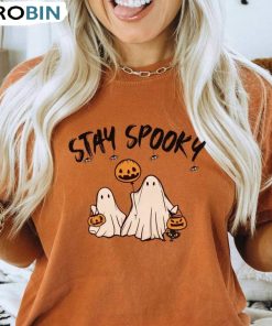 Stay Spooky Ghost Comfort Shirt, Halloween Vintage Unisex T-shirt Short Sleeve