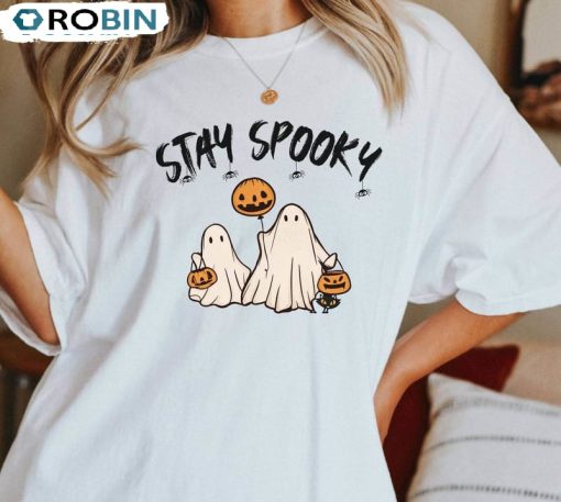 Stay Spooky Ghost Comfort Shirt, Halloween Vintage Unisex T-shirt Short Sleeve