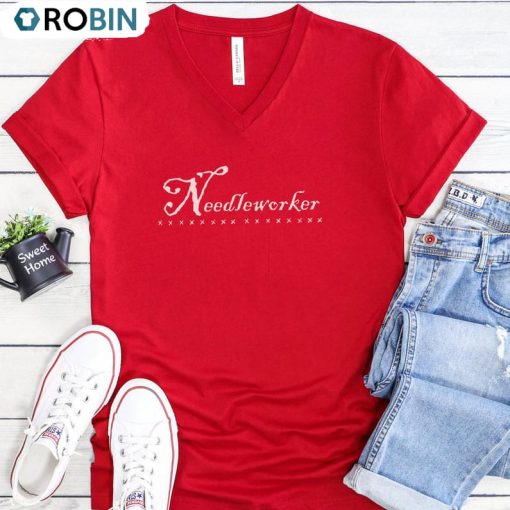 Stitchfolk Needleworker Trendy Shirt, Cross Stitch Long Sleeve Unisex Hoodie