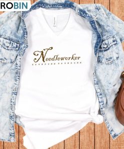 Stitchfolk Needleworker Trendy Shirt, Cross Stitch Long Sleeve Unisex Hoodie