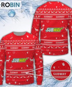 Subway Red Merry Christmas All Over Print Ugly Sweater