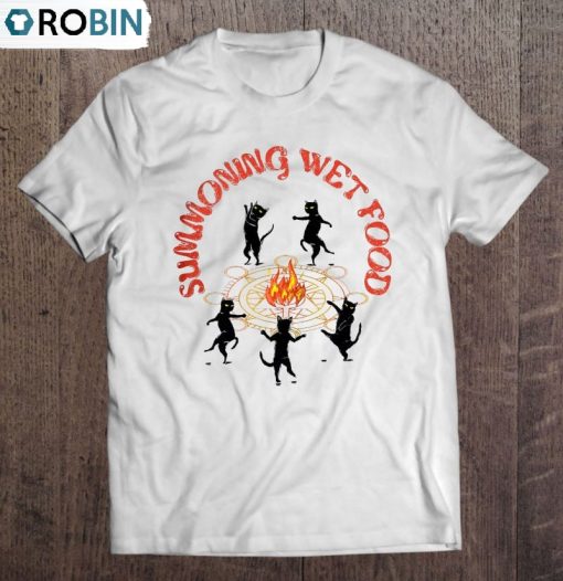 Summoning Wet Food Black Cat Halloween Funny Dancing Cat Unisex Shirt