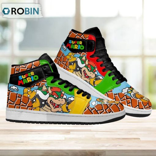 Super Mario Bowser Jordan 1 High Sneakers Custom For Gamer