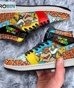 Super Mario Bowser Jordan 1 High Sneakers Custom For Gamer