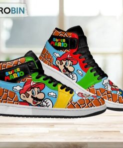 Super Mario Jordan 1 High Sneakers Custom For Gamer