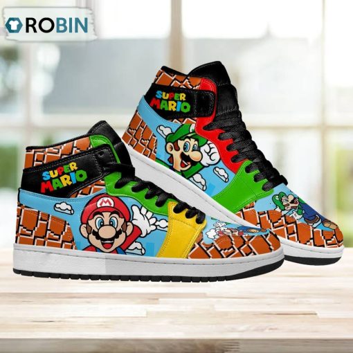 Super Mario Luigi and Mario Jordan 1 High Sneakers Custom For Gamer