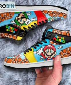 Super Mario Luigi and Mario Jordan 1 High Sneakers Custom For Gamer