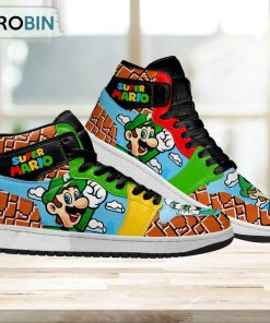 Super Mario luigi Jordan 1 High Sneakers Custom For Gamer